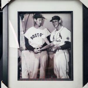 NEW! Classic B&W Framed MLB Baseball Photo of 1950s Ted Williams and Stan Musial